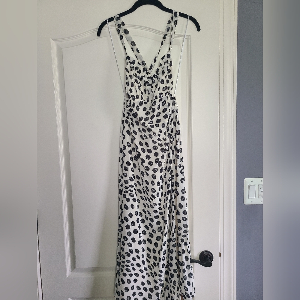 Reformation Black and White Tie-back Midi Dress